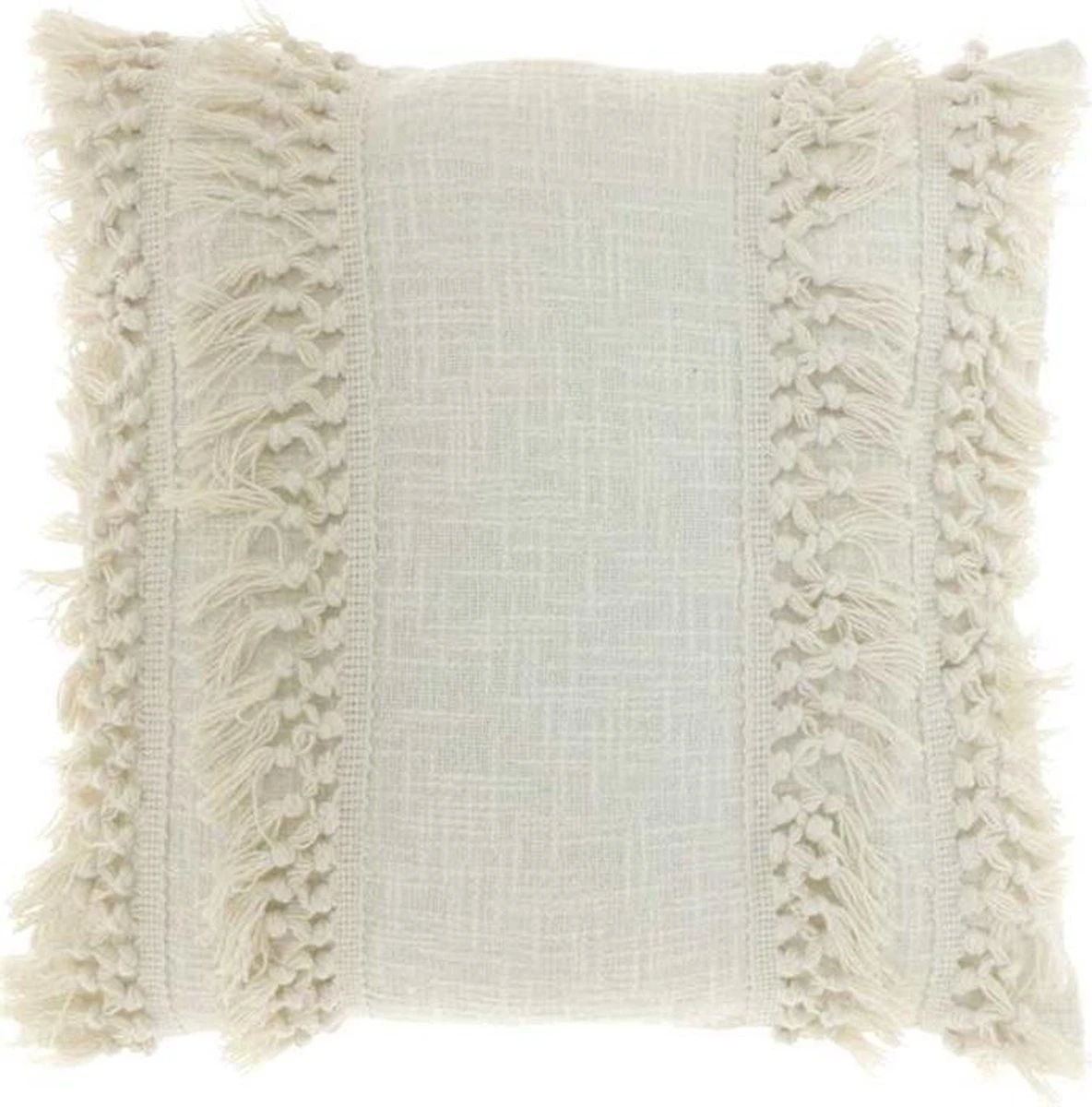 Unique Living Sierkussen - Boho Franjes Wit 1 Unique Living Sierkussen - Boho Franjes Wit