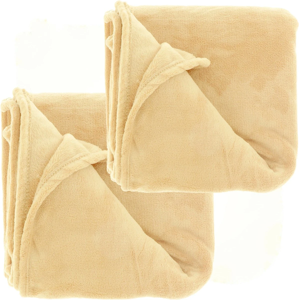 Unique Living Plaids/dekens - Fleece - 2 Stuks - Goudgeel - Polyester - 150 X 200 Cm 1 Unique Living Plaids/dekens - Fleece - 2 Stuks - Goudgeel - Polyester - 150 X 200 Cm