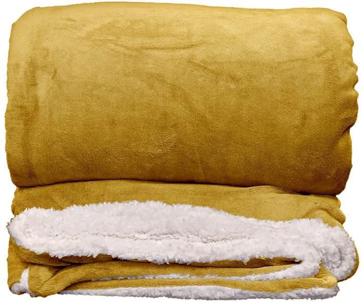 Unique Living Lars - Fleece - Plaid - XL - 220x240 Cm - Mellow Yellow 1 Unique Living Lars - Fleece - Plaid - XL - 220x240 Cm - Mellow Yellow