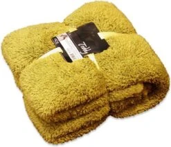 Unique Living - Teddy Plaid - Curry - 150x200cm