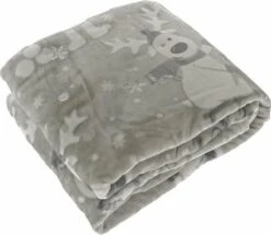 Unique Living Plaid Lekker Zacht Met Rendieren Motief - Winter Kerst - 150 X 200 Cm - Grijs
