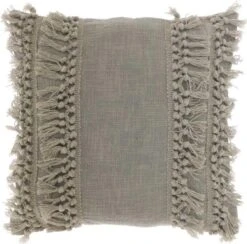 Unique Living Sierkussen - Boho Franjes Lichtgrijs