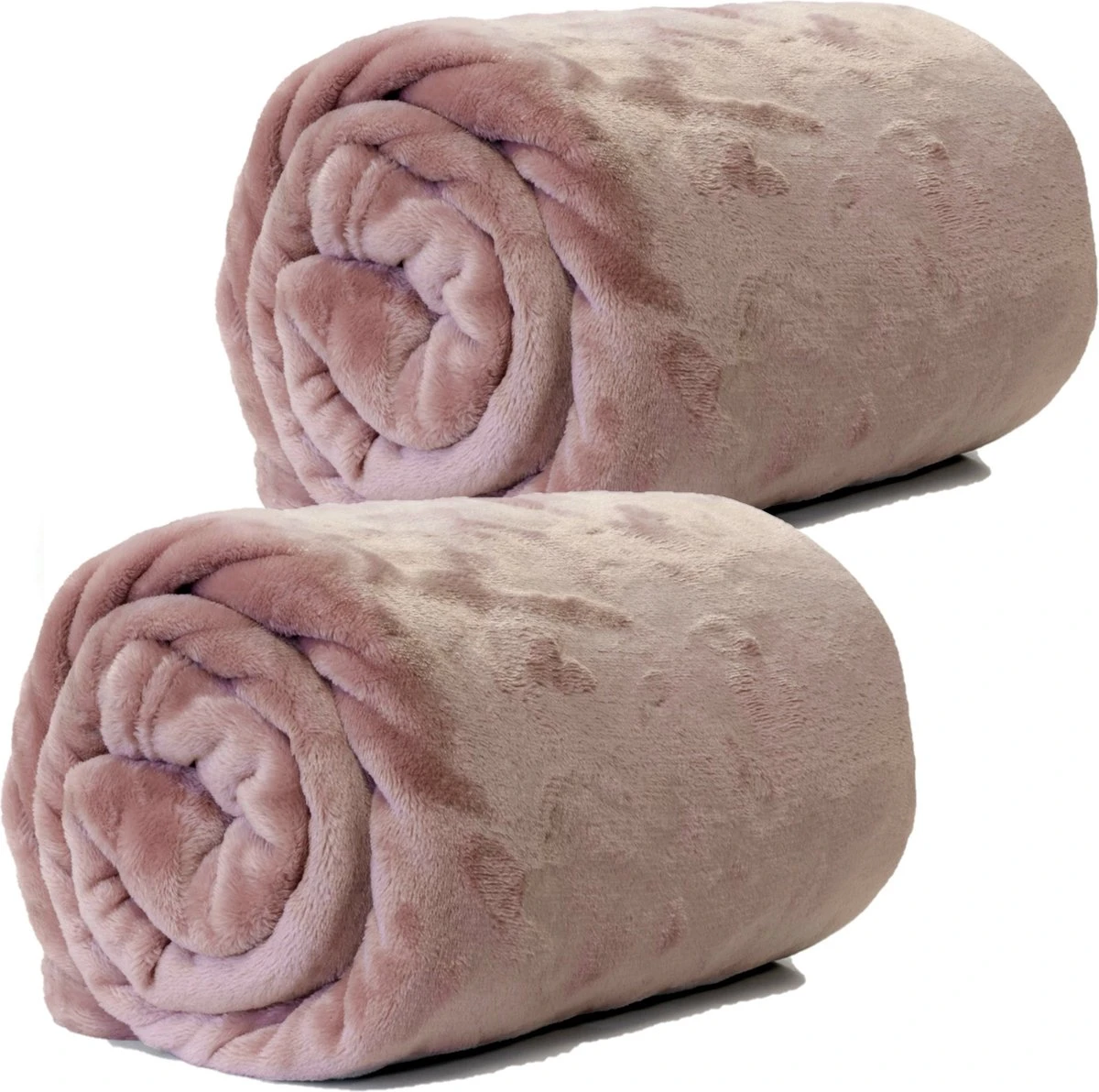 Unique Living Plaids/dekens - Fleece - 2 Stuks - Roze - Polyester - 130 X 180 Cm 1 Unique Living Plaids/dekens - Fleece - 2 Stuks - Roze - Polyester - 130 X 180 Cm