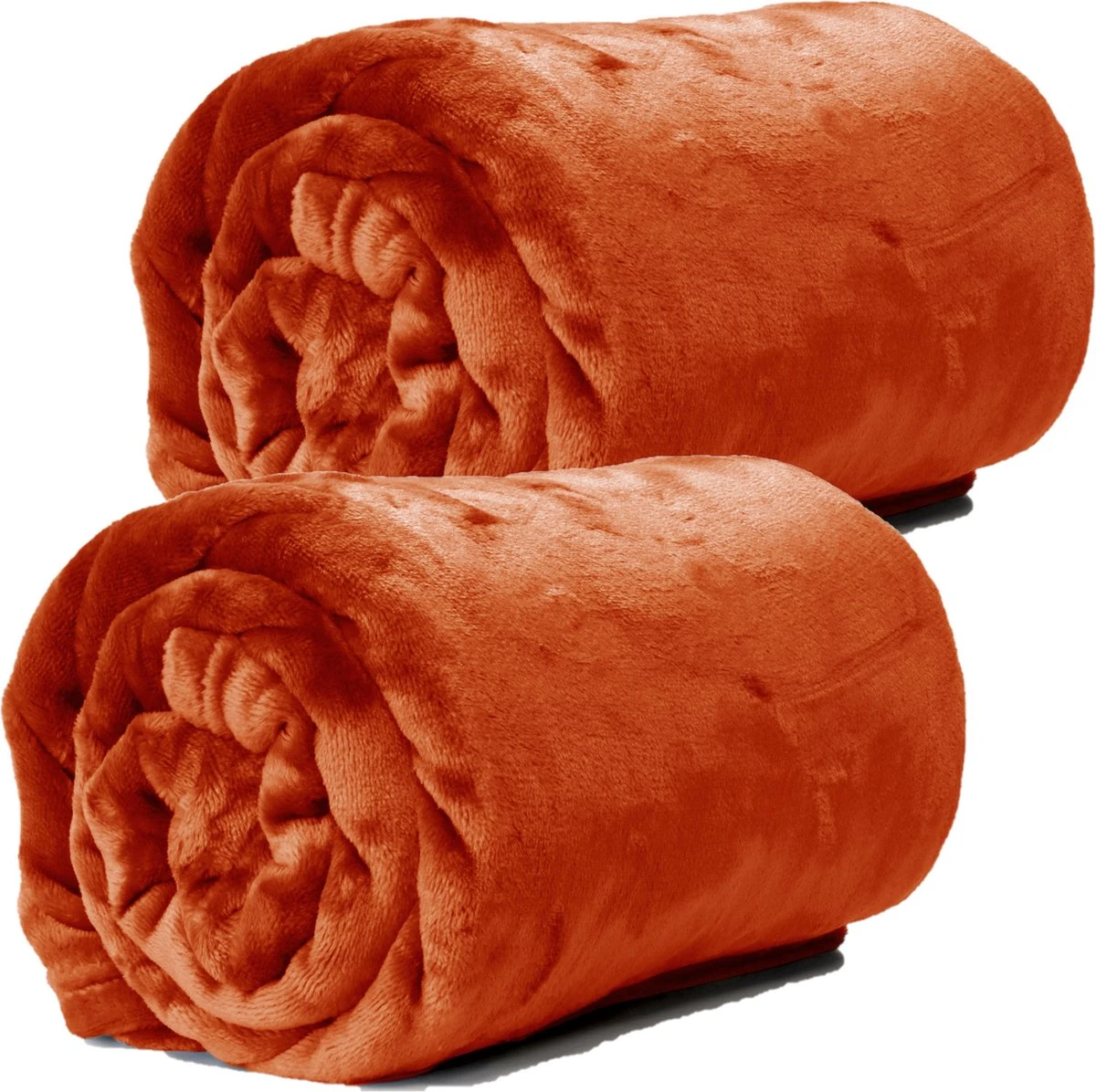 Unique Living Plaids/dekens - Fleece - 2 Stuks - Fluweel Terra - Polyester - 130 X 180 Cm 1 Unique Living Plaids/dekens - Fleece - 2 Stuks - Fluweel Terra - Polyester - 130 X 180 Cm