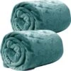 Unique Living Plaids/dekens - Fleece - 2 Stuks - Petrol Blauw - Polyester - 130 X 180 Cm