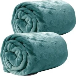 Unique Living Plaids/dekens - Fleece - 2 Stuks - Petrol Blauw - Polyester - 130 X 180 Cm