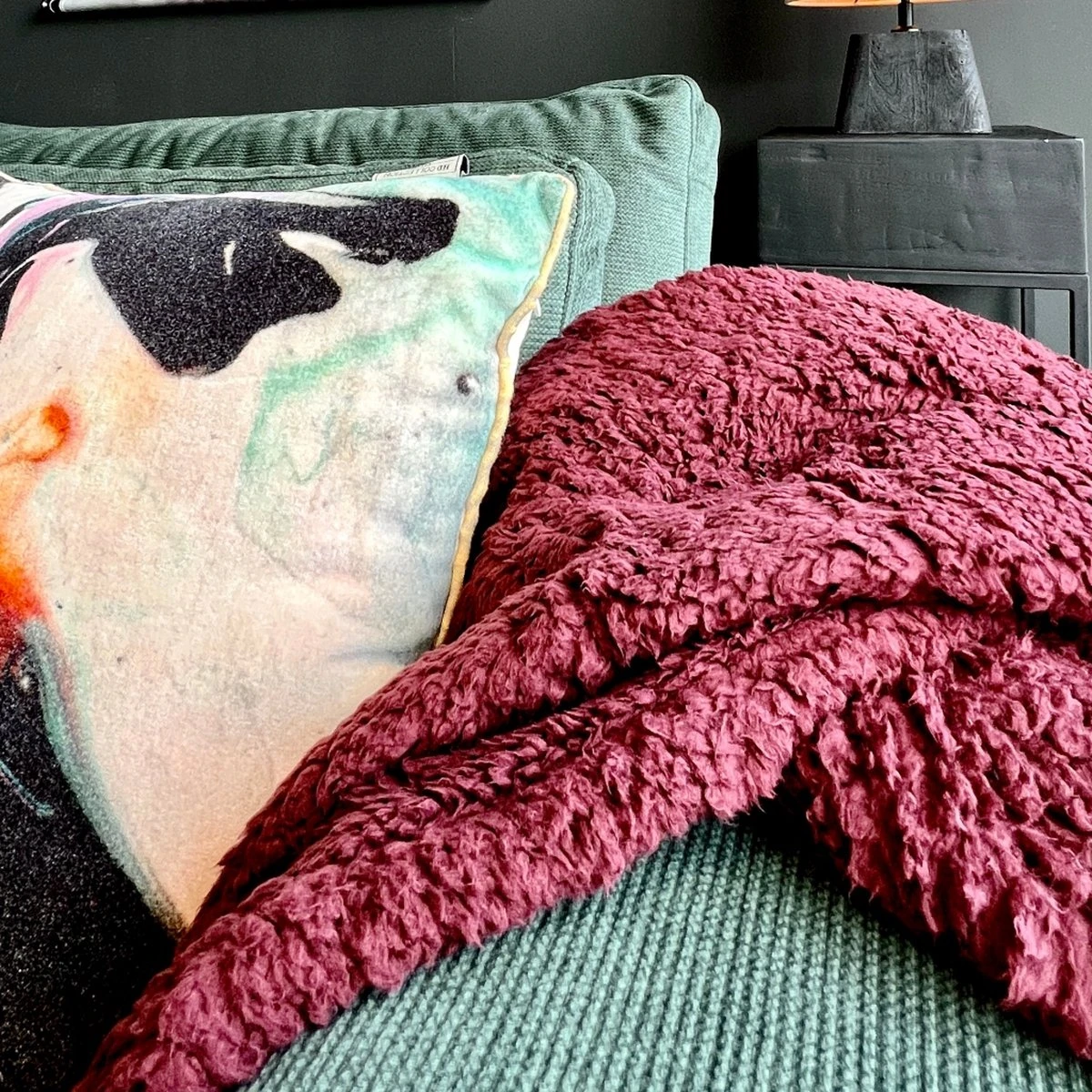 Unique Living Plaid - Teddy - Rood - Polyester 2 Unique Living Plaid - Teddy - Rood - Polyester - Afbeelding 2