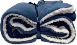 Unique Living Lars - Fleece Polyester - Plaid - 150x200 Cm - Dark Blue