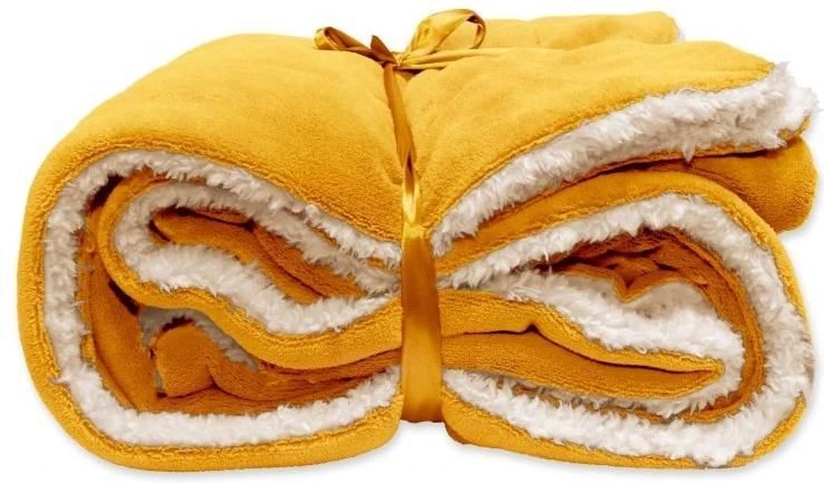Unique Living Lars - Fleece - Plaid - 150x200 Cm - Mellow Yellow 1 Unique Living Lars - Fleece - Plaid - 150x200 Cm - Mellow Yellow
