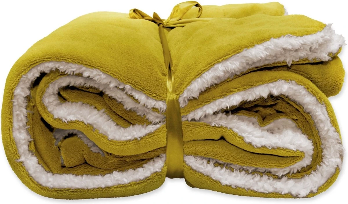 Unique Living - Plaid Lars Geel - Polyester Curry - 200x150x0cm (hxbxd) 1 Unique Living - Plaid Lars Geel - Polyester Curry - 200x150x0cm (hxbxd)