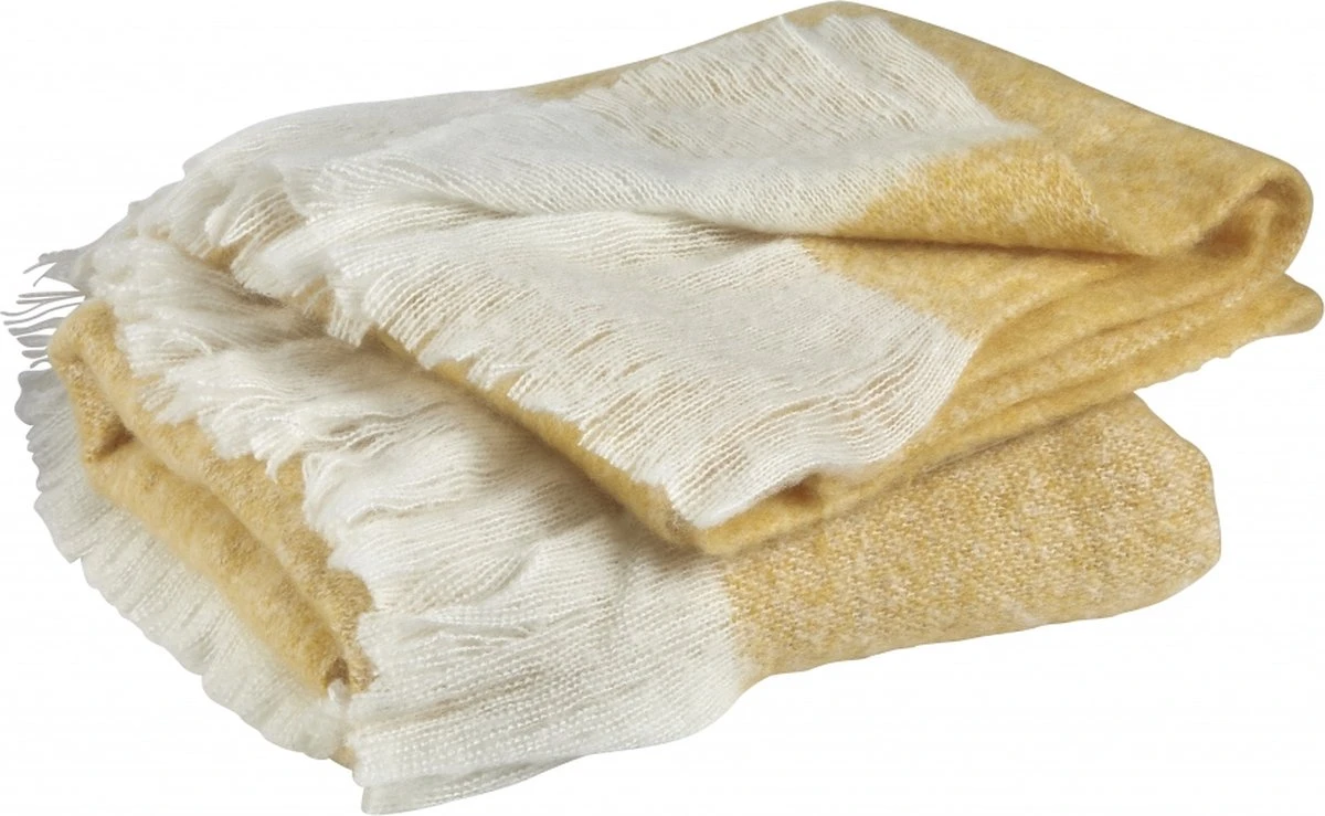 Unique Living - Plaid Feeke Geel - 170x130cm 1 Unique Living - Plaid Feeke Geel - 170x130cm