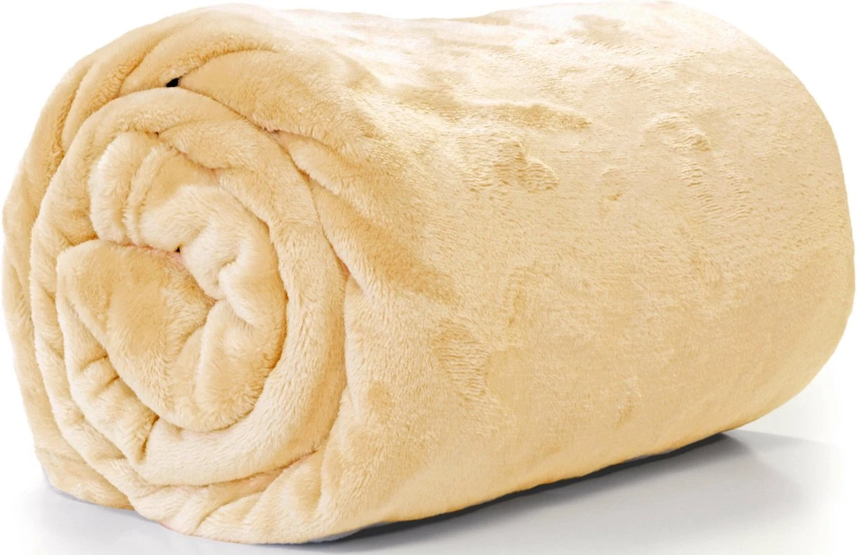 Unique Living Plaids/dekens - Fleece - 2 Stuks - Fluweel Geel - Polyester - 130 X 180 Cm 2 Unique Living Plaids/dekens - Fleece - 2 Stuks - Fluweel Geel - Polyester - 130 X 180 Cm - Afbeelding 2