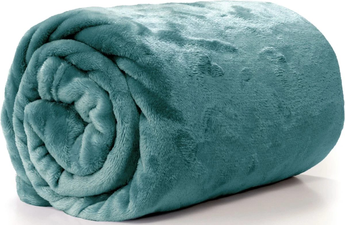 Unique Living Plaids/dekens - Fleece - 2 Stuks - Petrol Blauw - Polyester - 130 X 180 Cm 2 Unique Living Plaids/dekens - Fleece - 2 Stuks - Petrol Blauw - Polyester - 130 X 180 Cm - Afbeelding 2