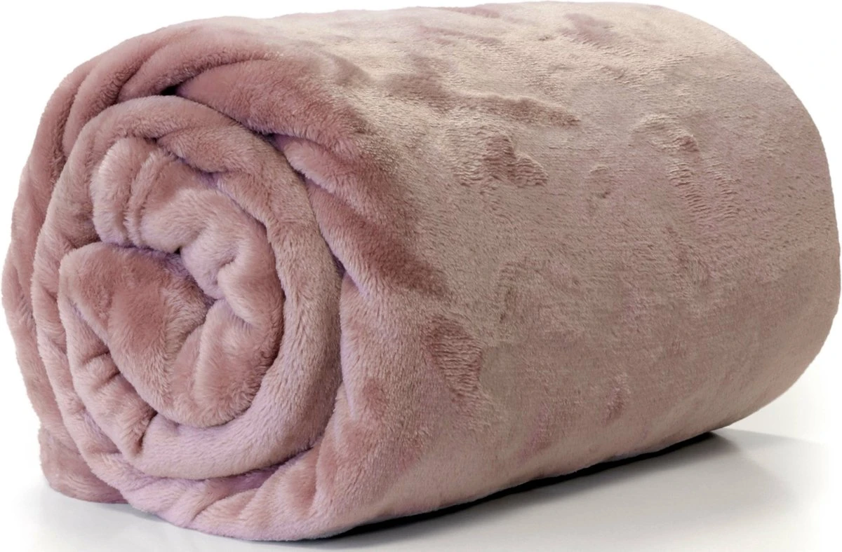 Unique Living Plaids/dekens - Fleece - 2 Stuks - Roze - Polyester - 130 X 180 Cm 2 Unique Living Plaids/dekens - Fleece - 2 Stuks - Roze - Polyester - 130 X 180 Cm - Afbeelding 2