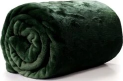 Unique Living Plaid/deken - Fleece - Smaragd Groen - Polyester - 130 X 180 Cm