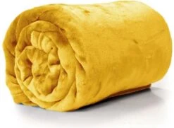 Unique Living Enzo - Fleece - Plaid - 130x180 Cm - Bamboo Yellow