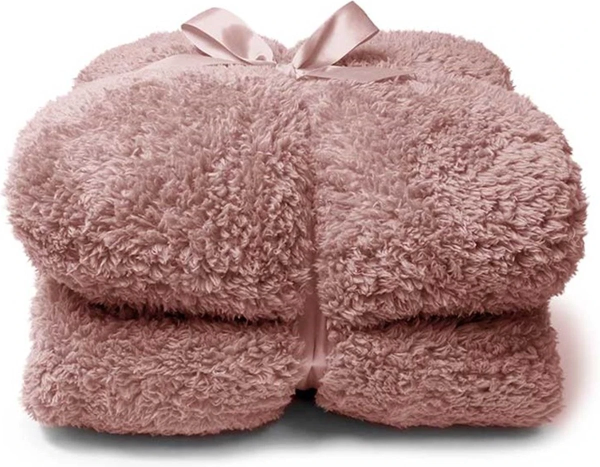 Unique Living Plaid Teddy - 150x200 Cm - Oud Roze 2 Unique Living Plaid Teddy - 150x200 Cm - Oud Roze - Afbeelding 2