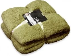 Plaid Teddy - Unique Living - 150x200cm - Oil Green