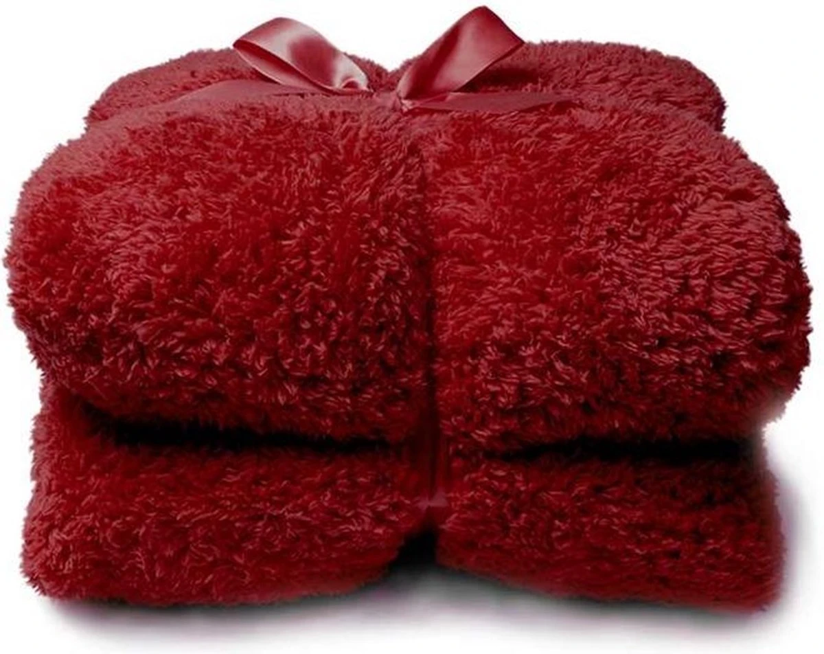 Plaid Teddy - Unique Living - 150x200cm - Red 3 Plaid Teddy - Unique Living - 150x200cm - Red - Afbeelding 3