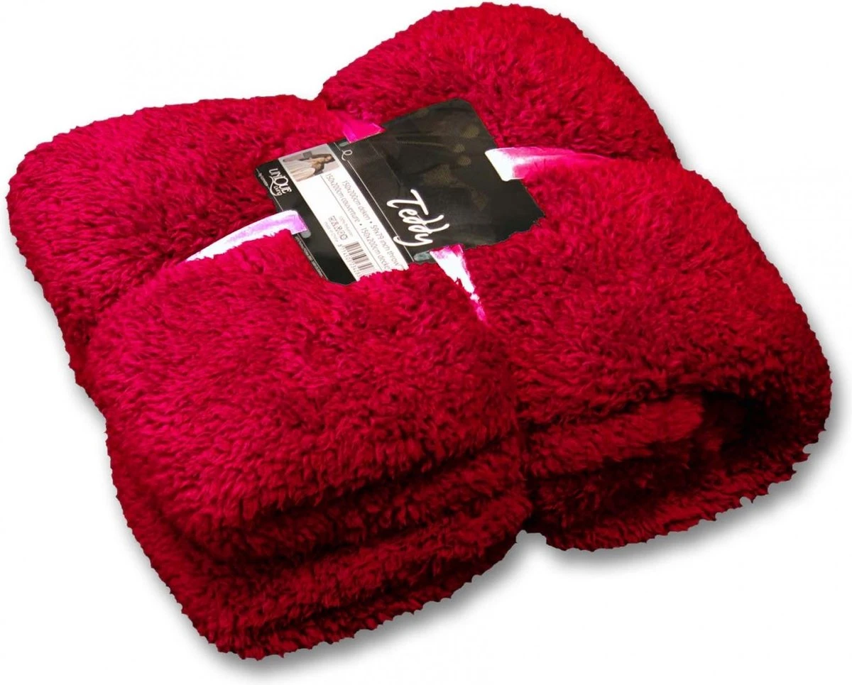 Plaid Teddy - Unique Living - 150x200cm - Red 1 Plaid Teddy - Unique Living - 150x200cm - Red