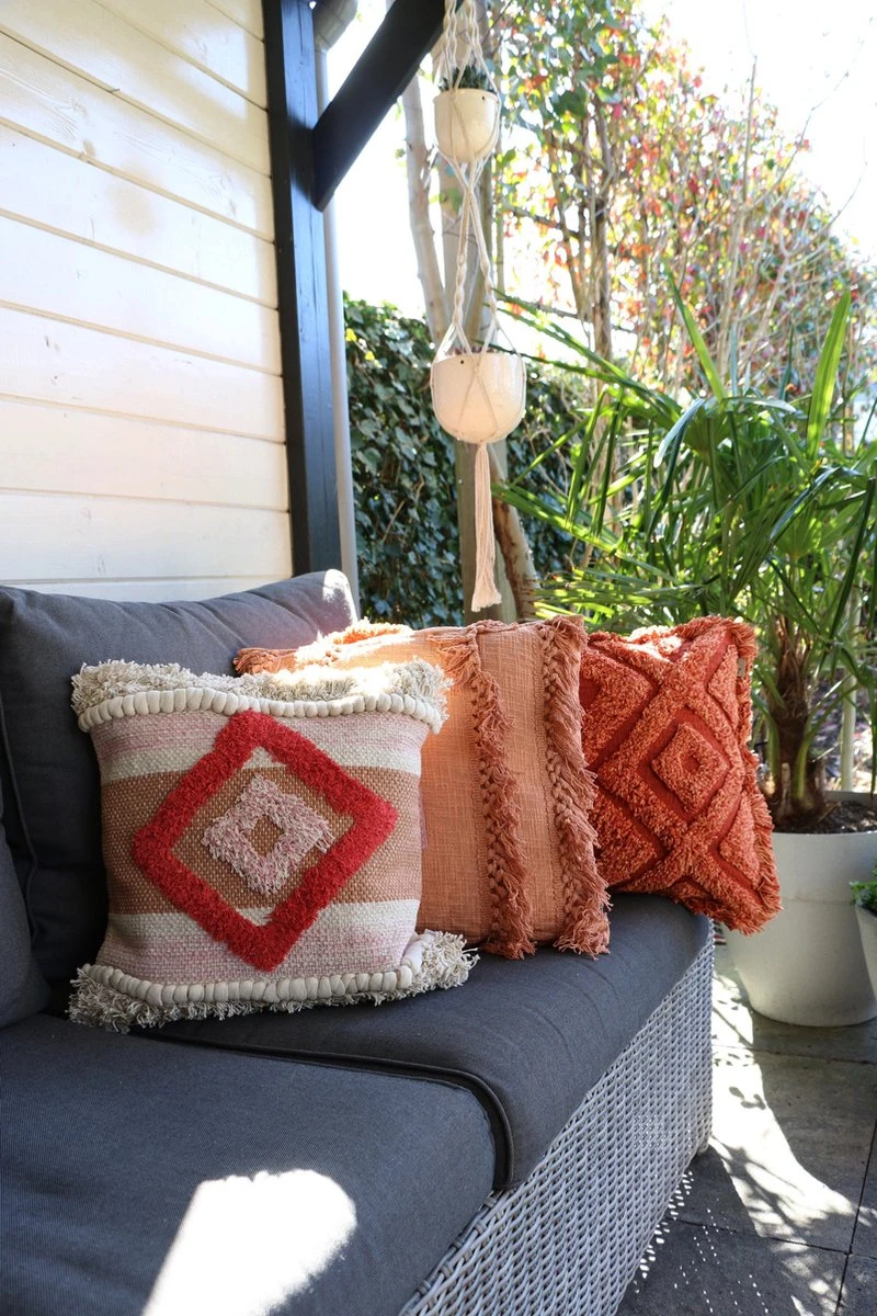 Unique Living Sierkussen - Boho Franjes Perzik 4 Unique Living Sierkussen - Boho Franjes Perzik - Afbeelding 4