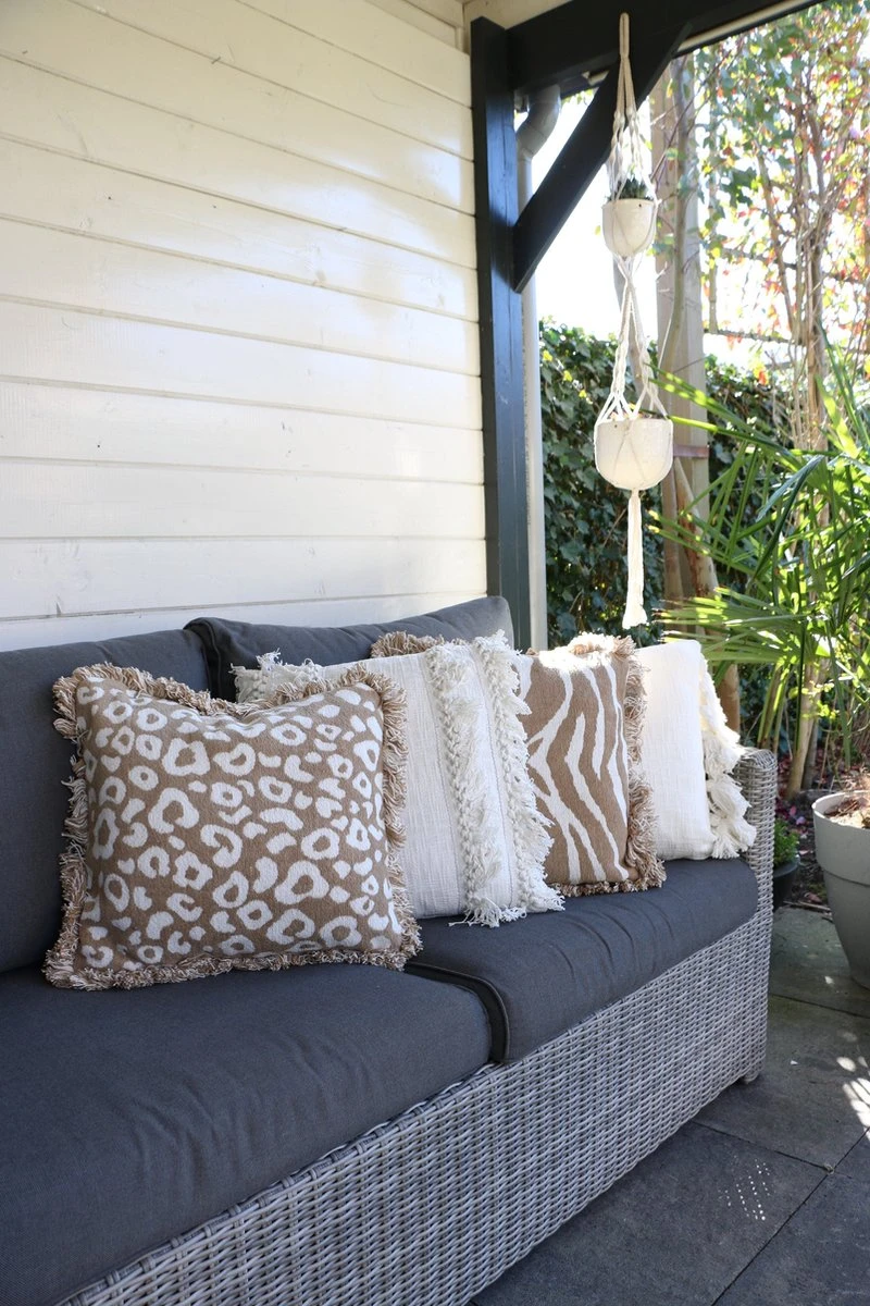 Unique Living Sierkussen - Boho Franjes Wit 4 Unique Living Sierkussen - Boho Franjes Wit - Afbeelding 4