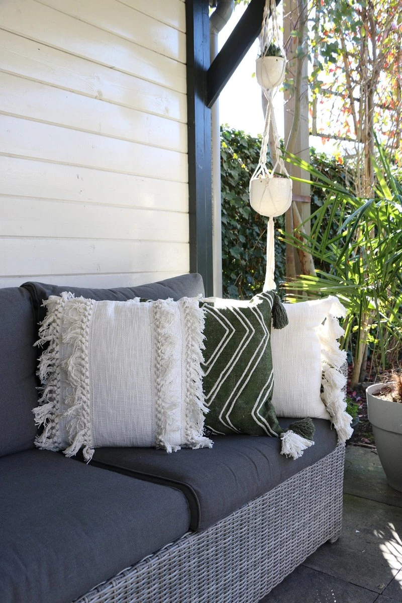 Unique Living Sierkussen - Boho Franjes Wit 6 Unique Living Sierkussen - Boho Franjes Wit - Afbeelding 6