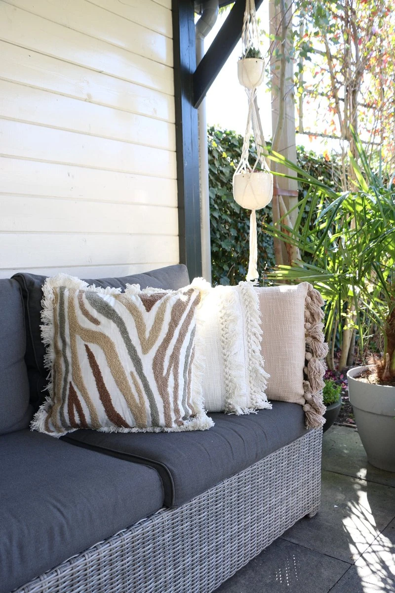 Unique Living Sierkussen - Boho Franjes Wit 8 Unique Living Sierkussen - Boho Franjes Wit - Afbeelding 8