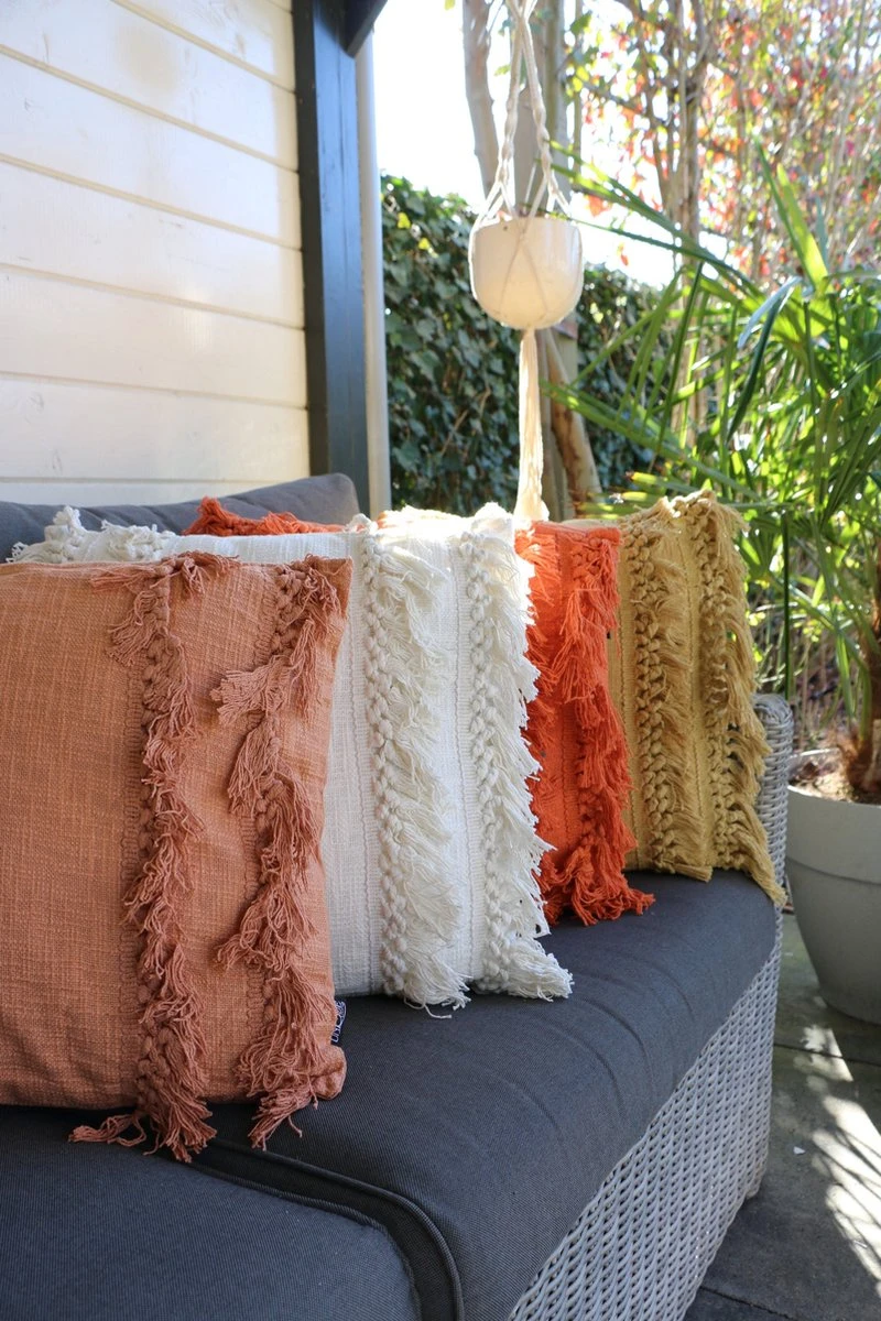 Unique Living Sierkussen - Boho Franjes Wit 9 Unique Living Sierkussen - Boho Franjes Wit - Afbeelding 9