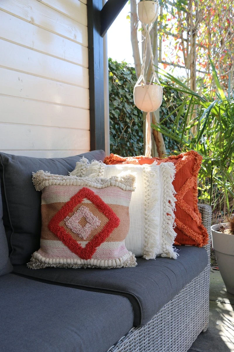 Unique Living Sierkussen - Boho Franjes Wit 11 Unique Living Sierkussen - Boho Franjes Wit - Afbeelding 11