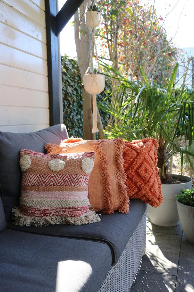 Unique Living Sierkussen - Boho Franjes Perzik 5 Unique Living Sierkussen - Boho Franjes Perzik - Afbeelding 5