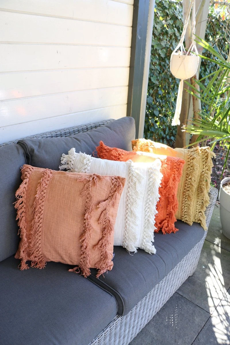 Unique Living Sierkussen - Boho Franjes Terracotta 5 Unique Living Sierkussen - Boho Franjes Terracotta - Afbeelding 5