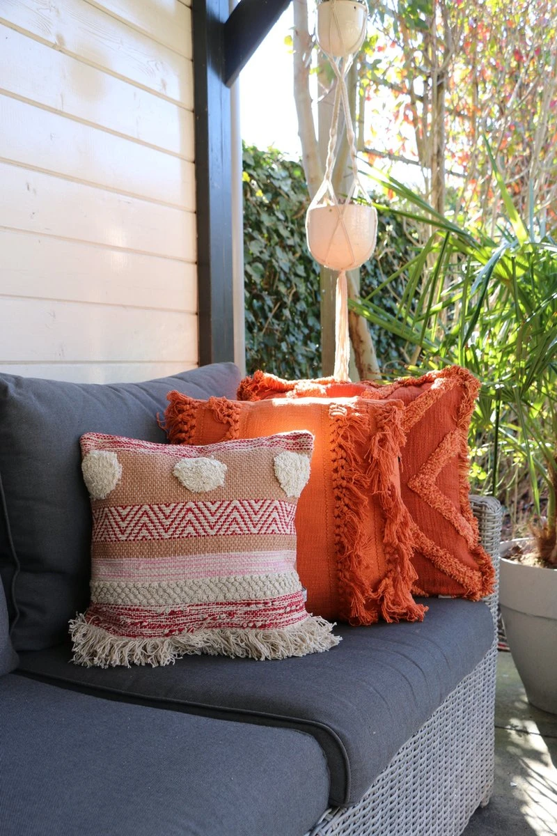 Unique Living Sierkussen - Boho Franjes Terracotta 6 Unique Living Sierkussen - Boho Franjes Terracotta - Afbeelding 6