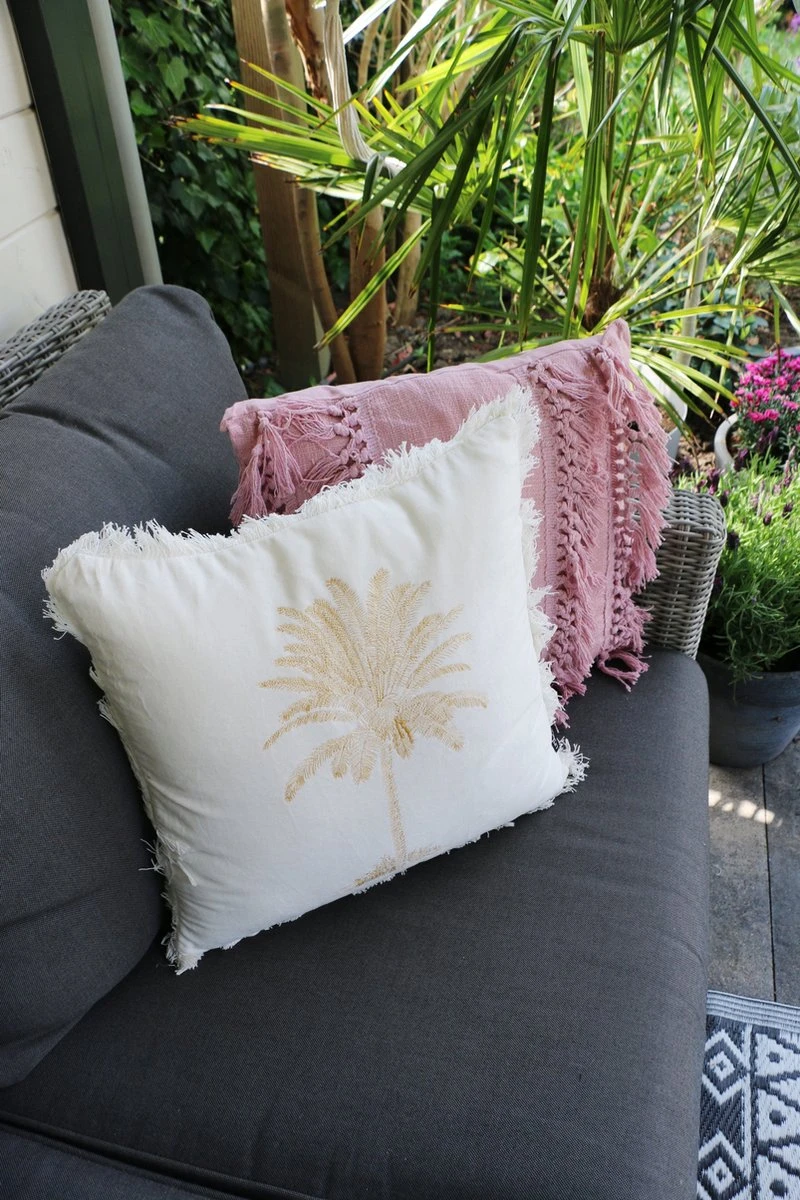 Unique Living Sierkussen - Boho Franjes Roze 2 Unique Living Sierkussen - Boho Franjes Roze - Afbeelding 2