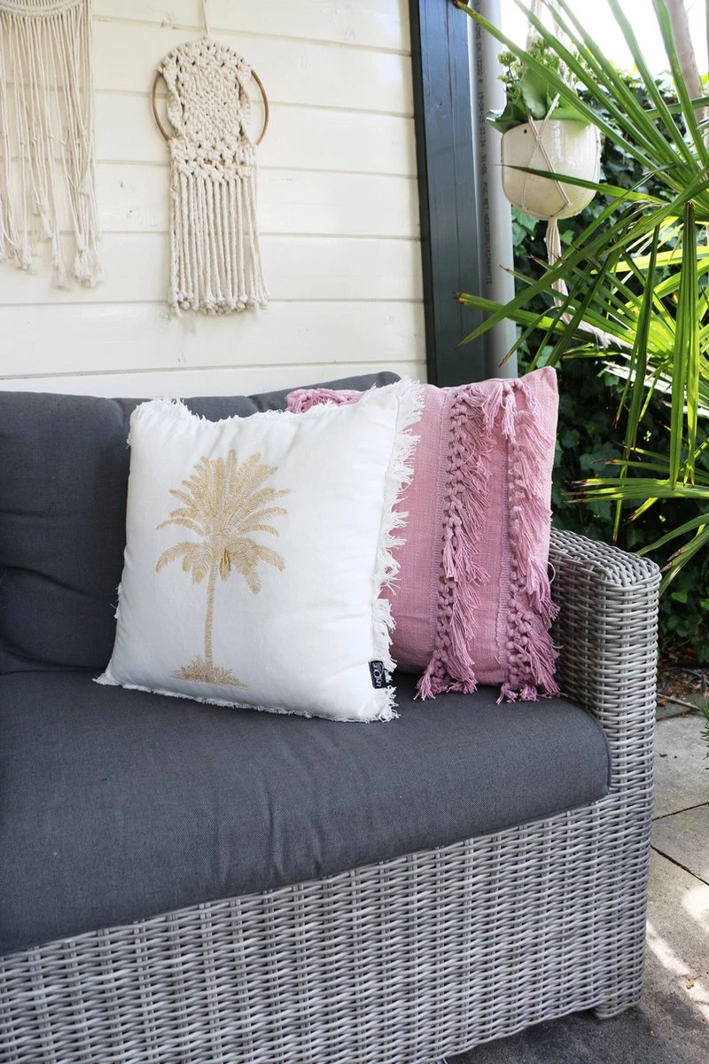 Unique Living Sierkussen - Boho Franjes Roze 3 Unique Living Sierkussen - Boho Franjes Roze - Afbeelding 3