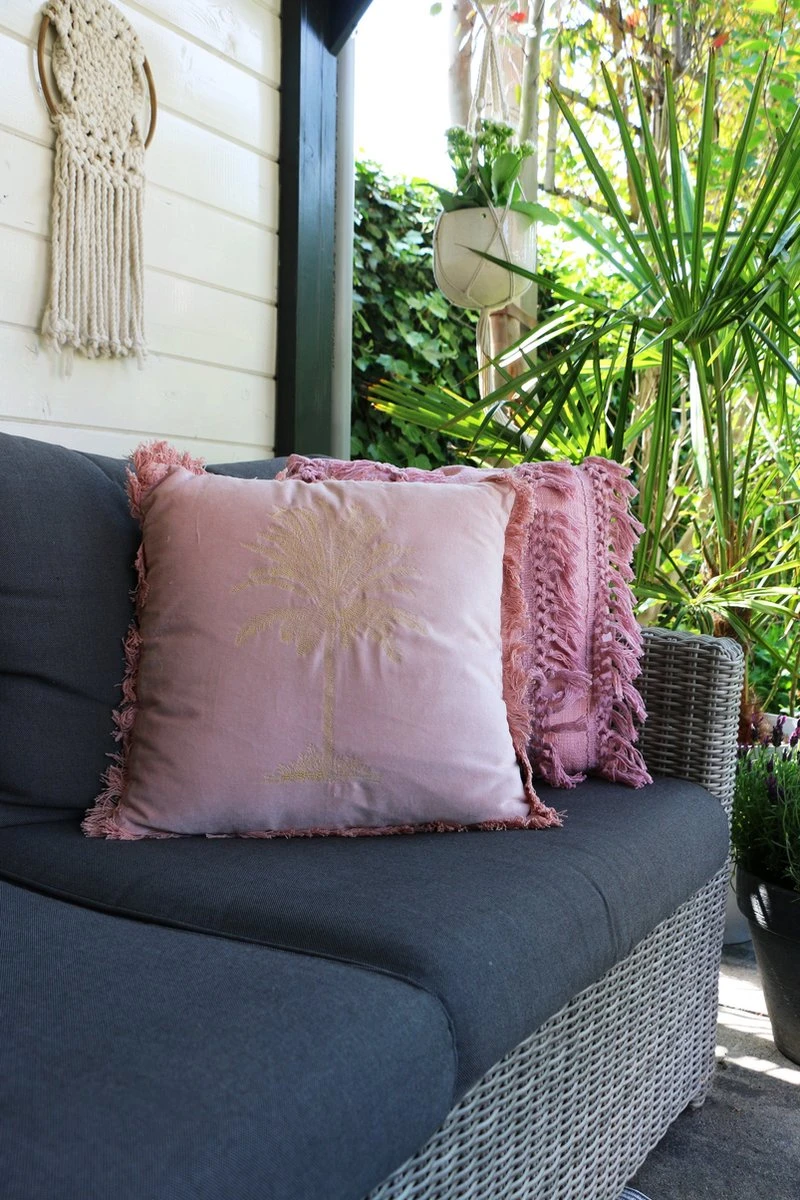 Unique Living Sierkussen - Boho Franjes Roze 4 Unique Living Sierkussen - Boho Franjes Roze - Afbeelding 4