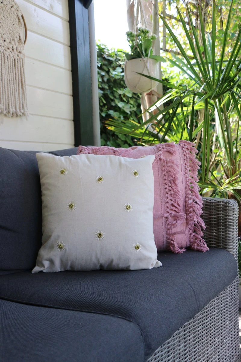 Unique Living Sierkussen - Boho Franjes Roze 5 Unique Living Sierkussen - Boho Franjes Roze - Afbeelding 5