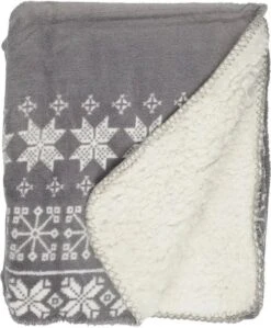 Unique Living Plaid Snowflake - Winter - 130x160 Cm - Grijs